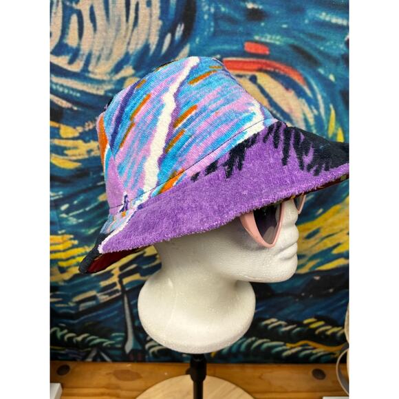 Van Gogh Inspired Terry Cloth Bucket Hat | Handmade Cotton-Lined Small 21.5\